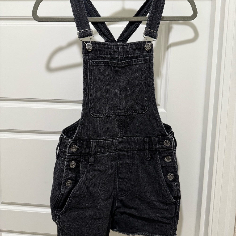 Madewell Black Denim Short Overalls
